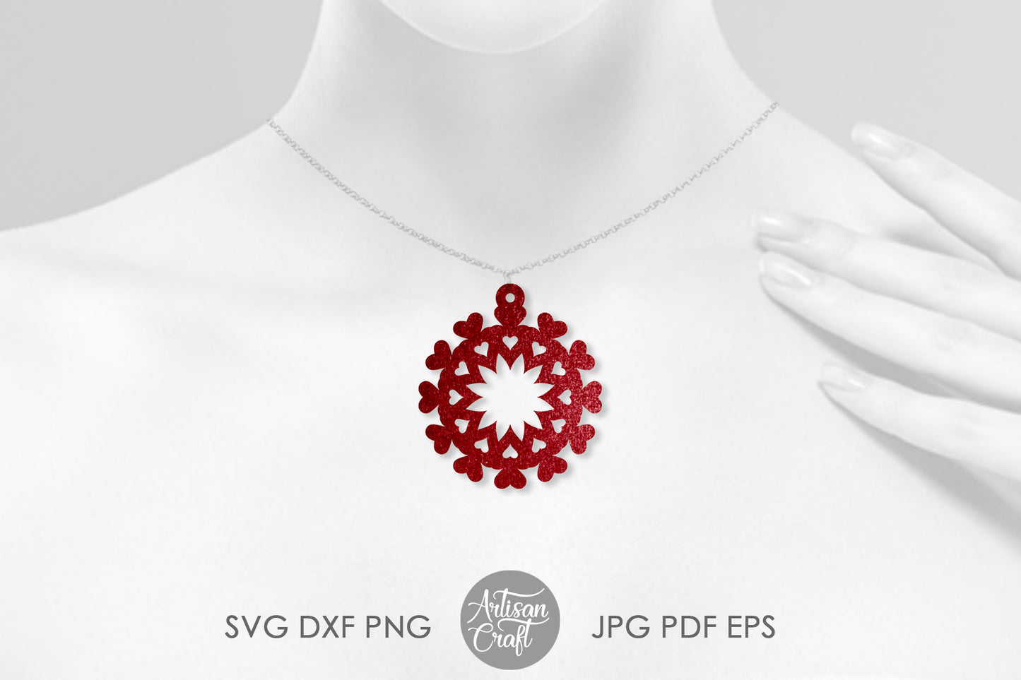Heart earrings SVG with heart mandala art