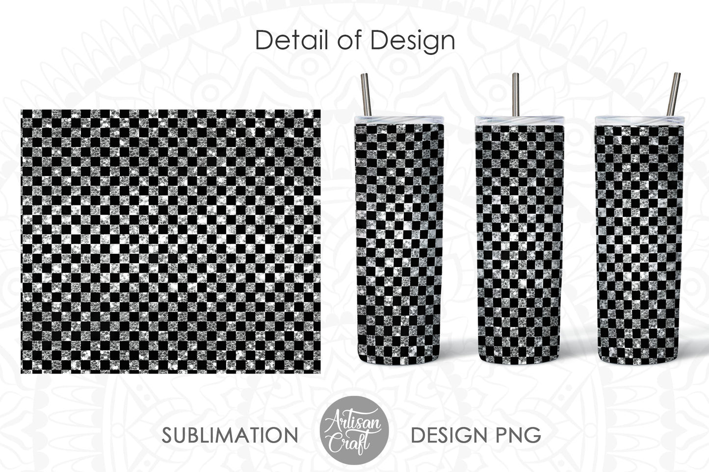 Tumbler sublimation with checkered pattern