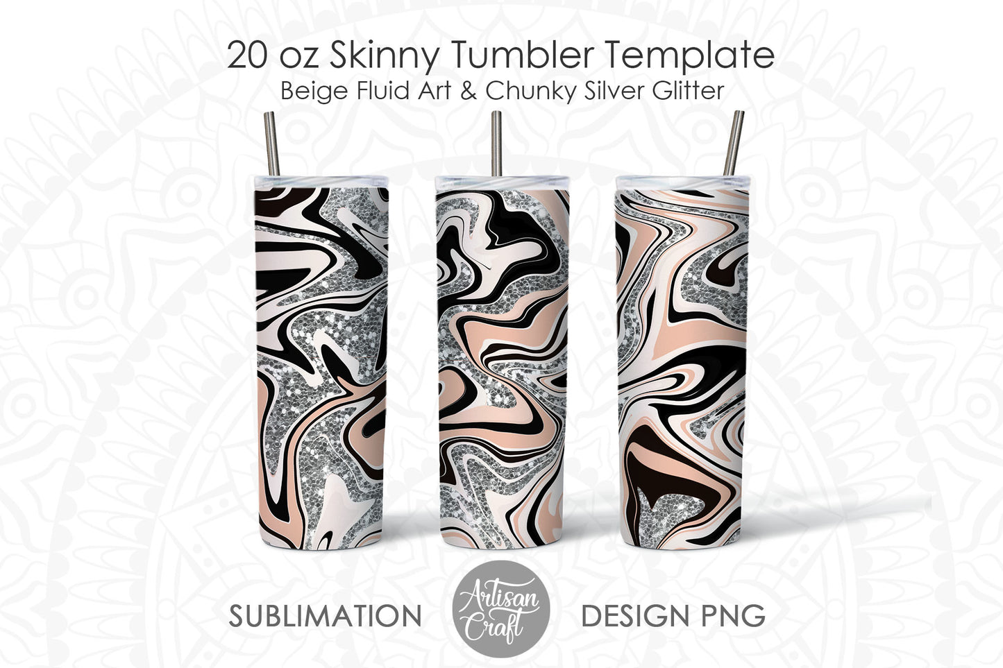Tumbler sublimation in beige fluid art