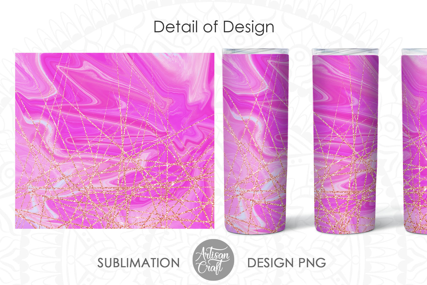Pink glitter tumbler sublimation PNG