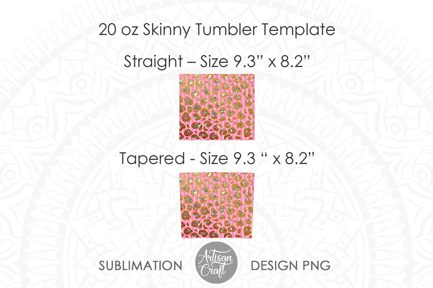 Leopard print glitter tumbler for 20 oz