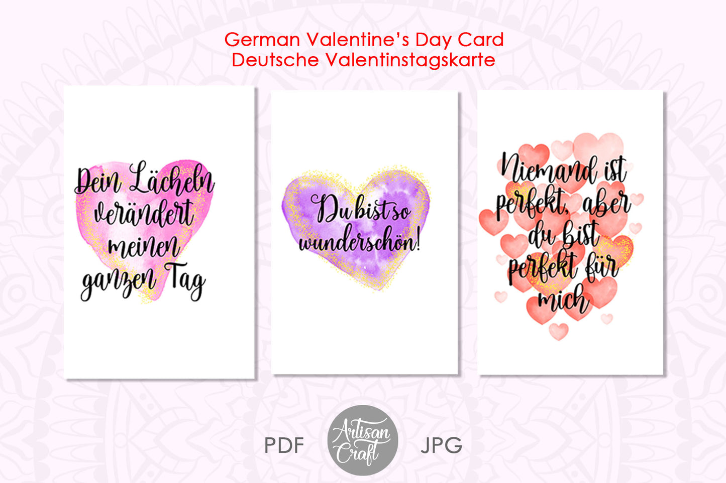 German Valentines Day Cards, Valentinstagskarten, PDF