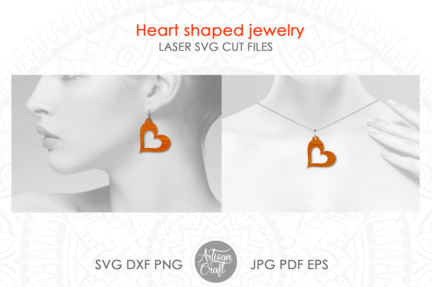 Heart Earrings SVG cut files for laser cutting