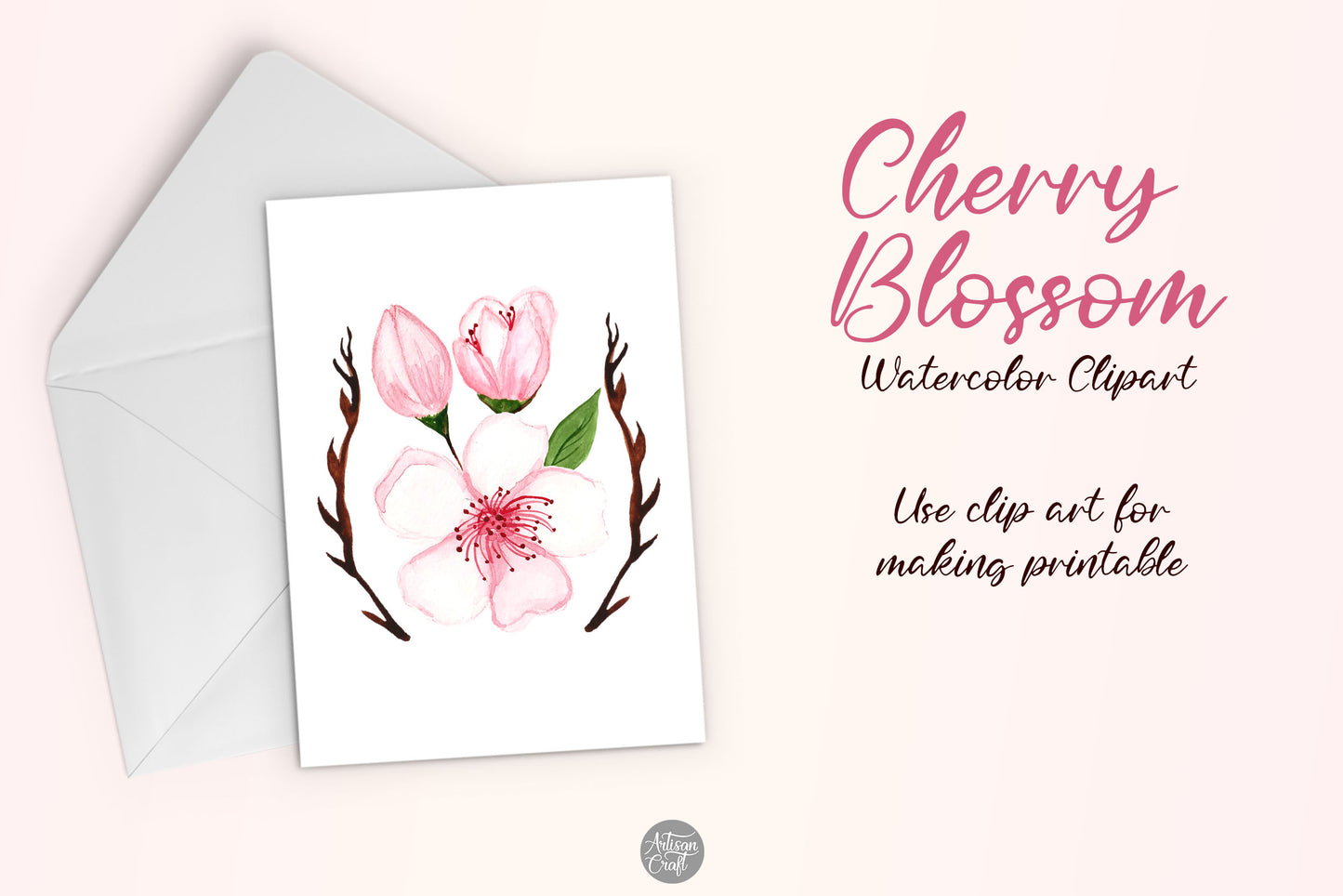 Cherry blossom watercolor clipart