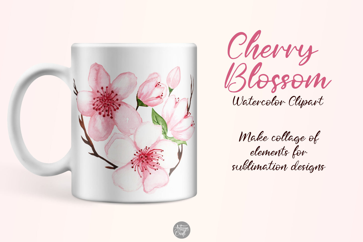 Cherry blossom watercolor clipart
